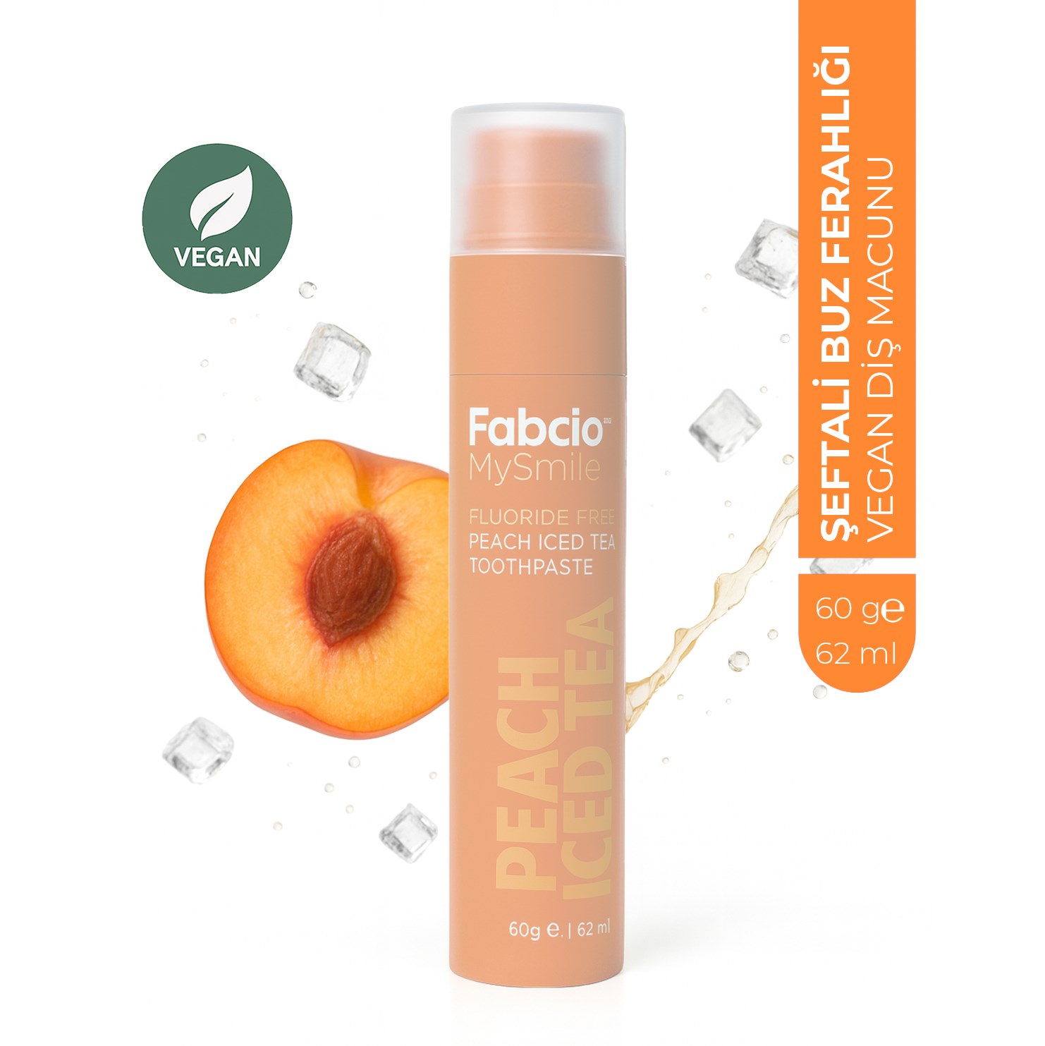 Fabcio MySmile Florürsüz Vegan Diş Macunu – Şeftali Buz Ferahlığı