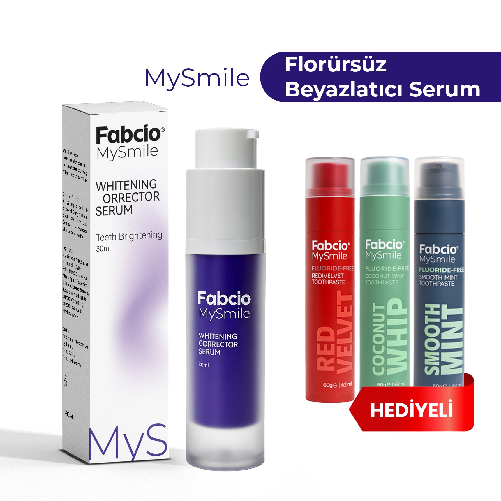 Fabcio MySmile Diş Beyazlatma Serum/Jeli + 3 adet Diş Macunu