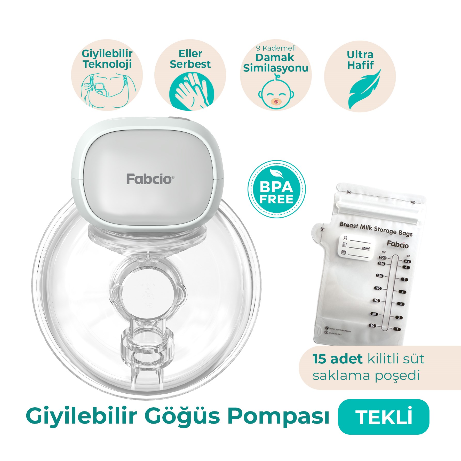 FABCİO FBC361 MAMMA GİYİLEBİLİR SMART GÖGÜS POMPASI
