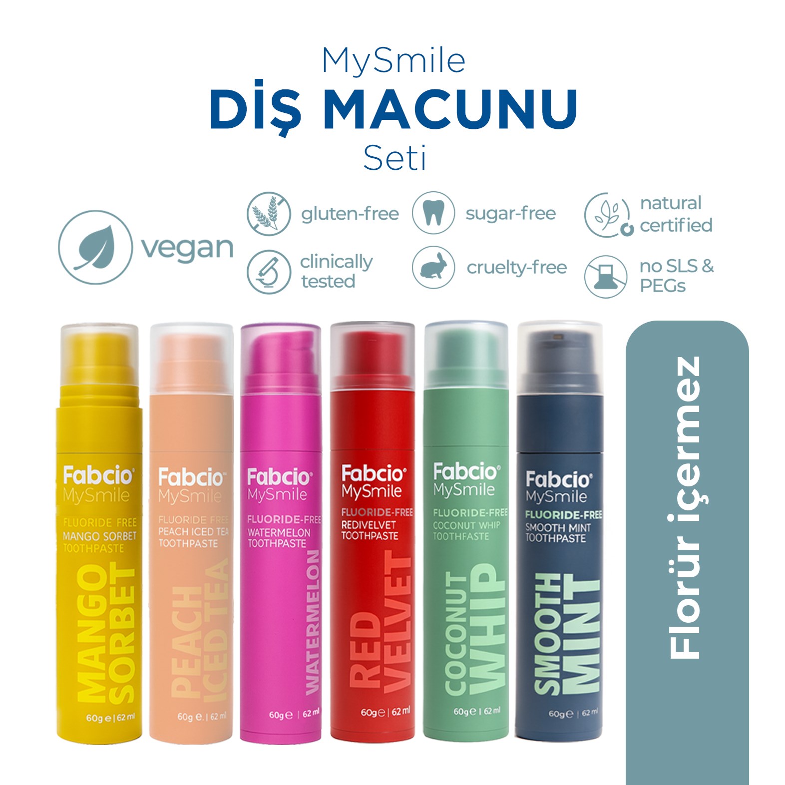 Fabcio MySmile Florürsüz Vegan Diş Macunu (6'lı Set)